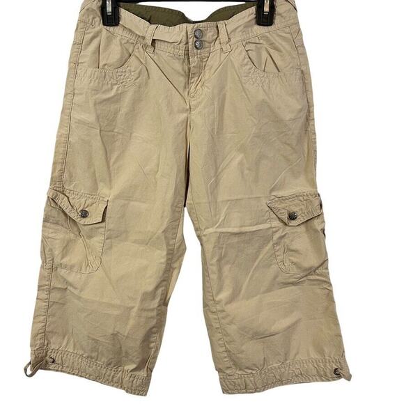 Athleta Womens Cargo Cropped Beige Hiking Camping Casual Pants 100% Cotton 4 T - Picture 1 of 16